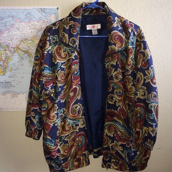 80s/90s Vintage Pattern Silk Jacket - Picture 1 of 5